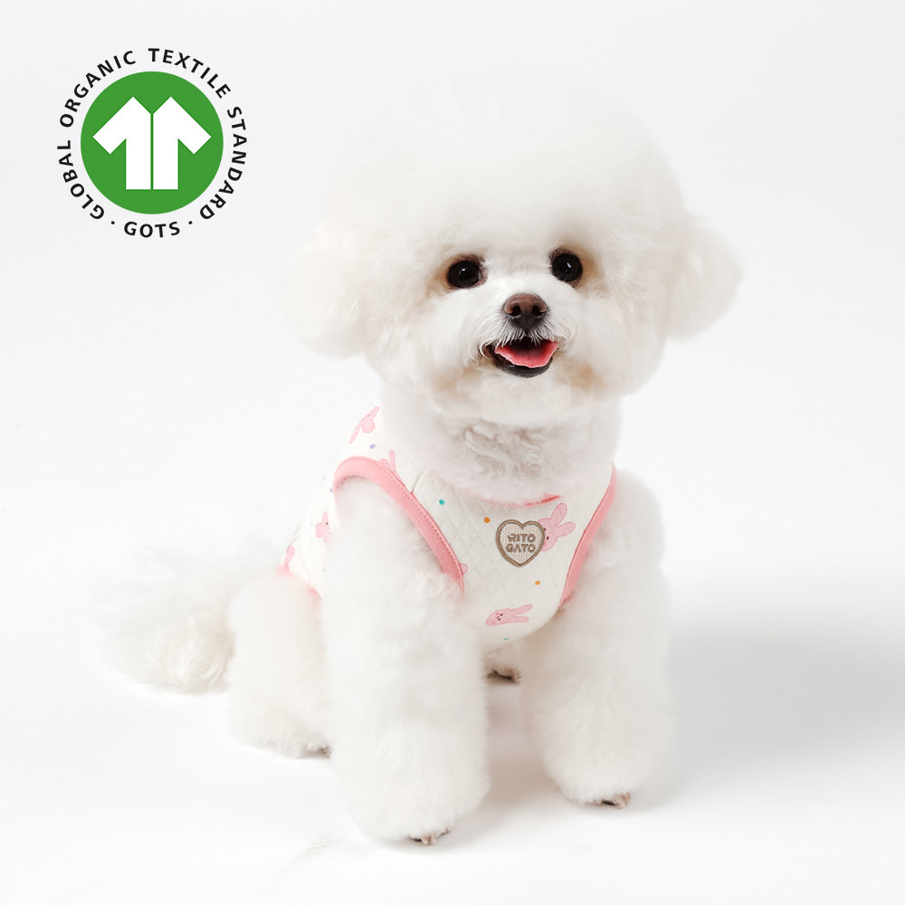 Organic Quilted Vest - Pink Bunny