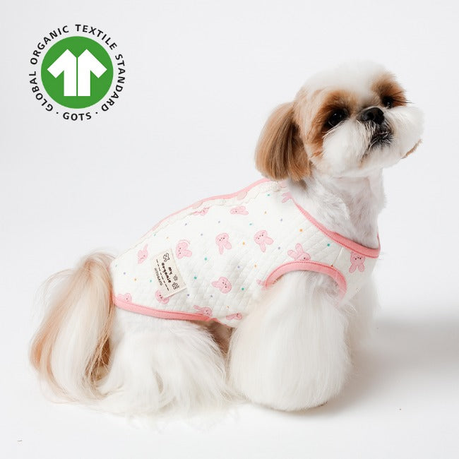 Organic Quilted Vest - Pink Bunny