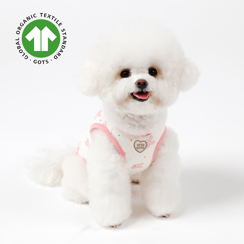 Organic Quilted Vest - Pink Bunny - PawPaw Pet Shop