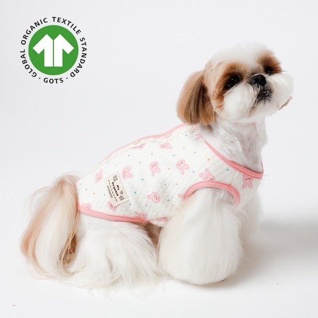Organic Quilted Vest - Pink Bunny - PawPaw Pet Shop