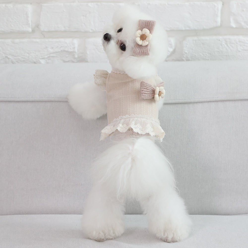 Peach Blossom Ruffle Crop Sweater - PawPaw Pet Shop
