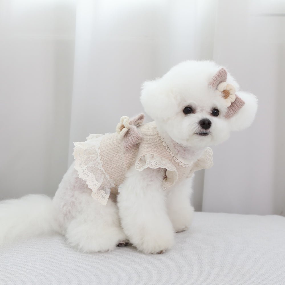 Peach Blossom Ruffle Crop Sweater - PawPaw Pet Shop